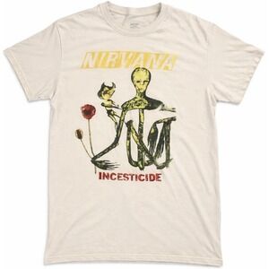 Nirvana Incesticide Graphic Band T Shirt Large Cream Grunge Rock Album